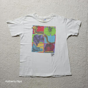 Jurassic Park 1993 Movie T-Shirt Large 100% Cotton White Vintage Graphic Tee